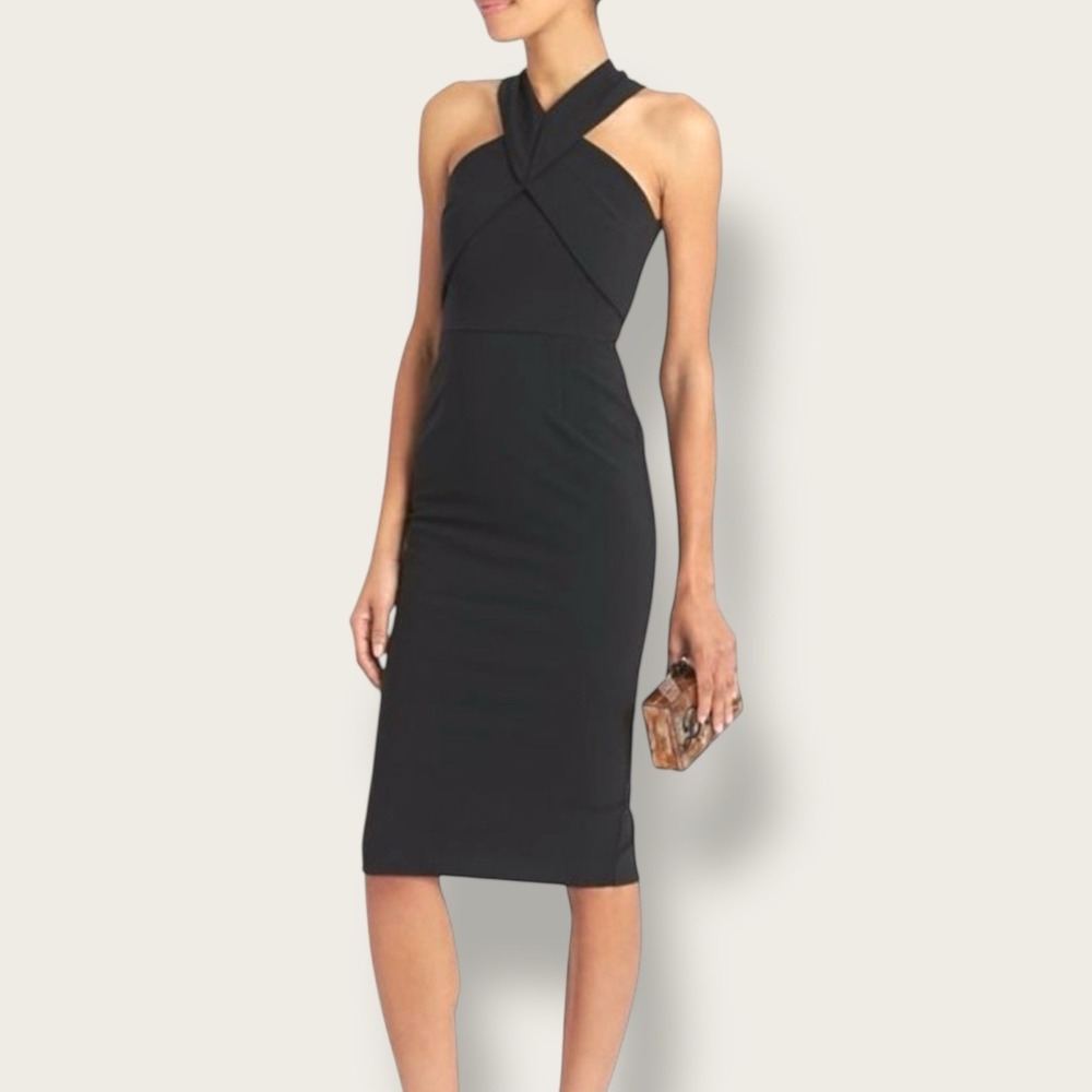 Nicholas Techno Bi-Stretch Curve Dress Sleeveless Crepe Cotton Open Back Sz 2‎